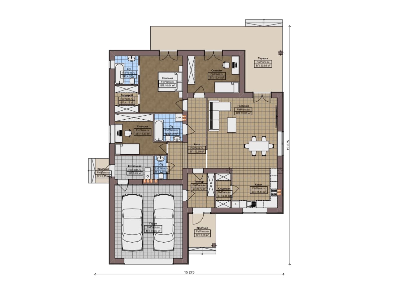 Планировка Одноэтажный дом F-16964