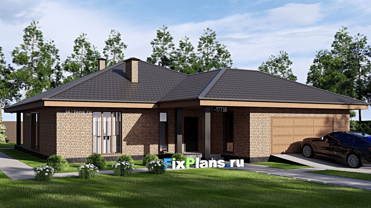 Одноэтажный дом F-17738 — фасад