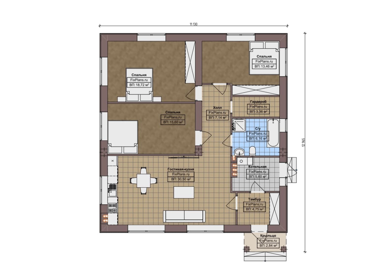 Планировка Одноэтажный дом F-17864