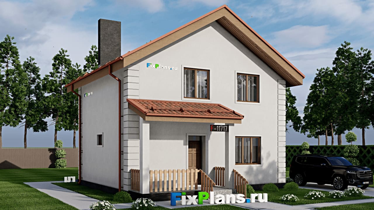Одноэтажный дом с мансардой  F-11717 — фасад