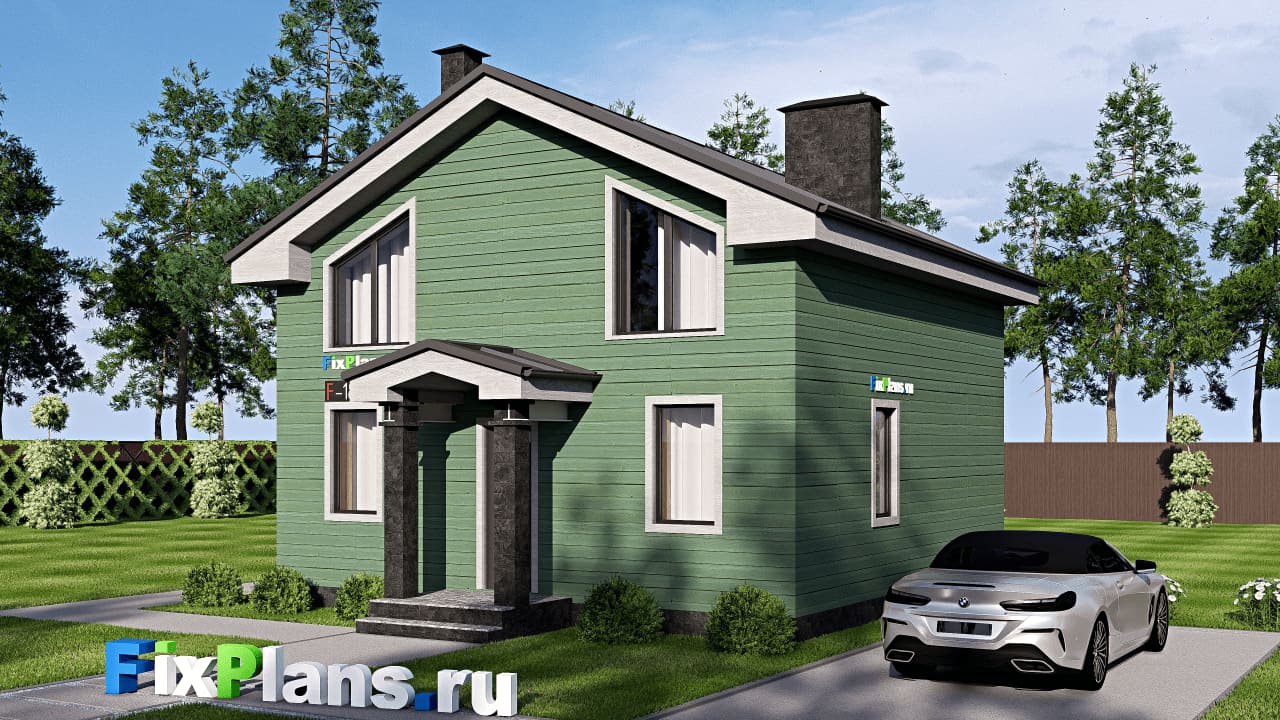 Одноэтажный дом с мансардой  F-18773 — фасад