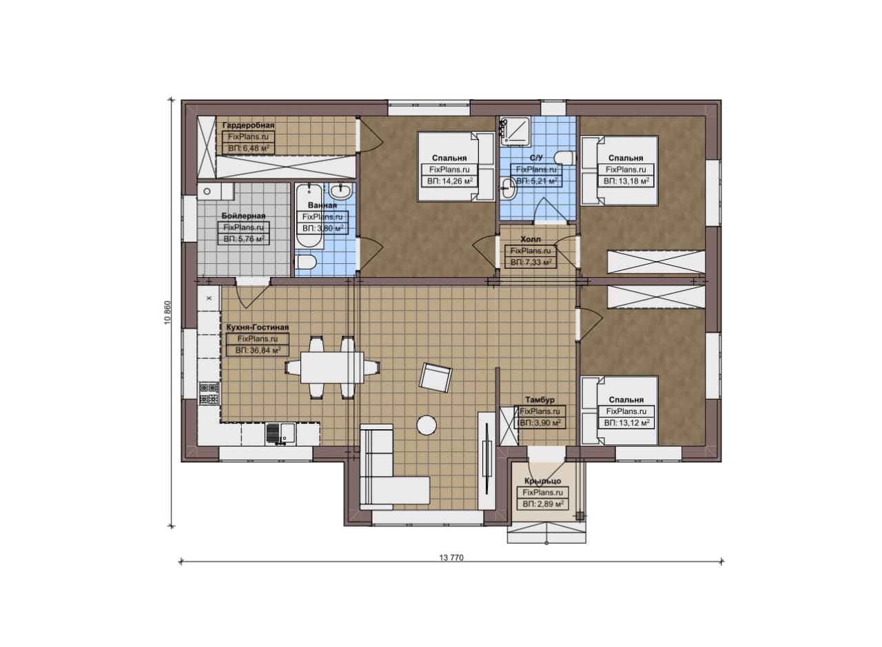 Планировка Одноэтажный дом F-19160