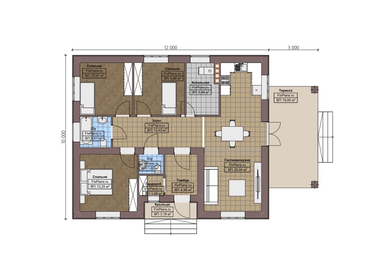 Планировка Одноэтажный дом F - 2726